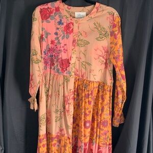 Floral Patchwork Long Sleeve Dress